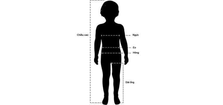 Vị Trí Đo + Số Đo Cơ Thể Chuẩn Trẻ Em 2