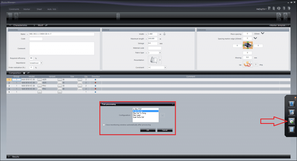 Thanh Công Cụ Processing Panel Trong Lectra MarkerManager V6 16