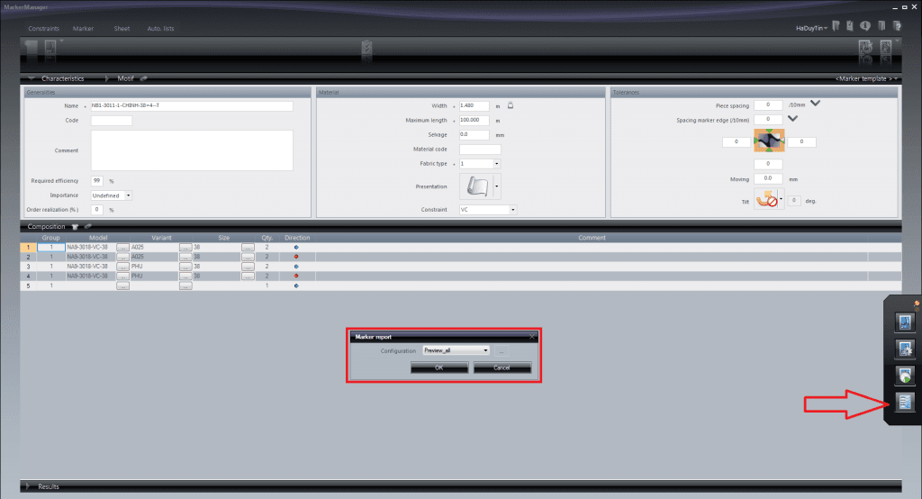 Thanh Công Cụ Processing Panel Trong Lectra MarkerManager V6 116