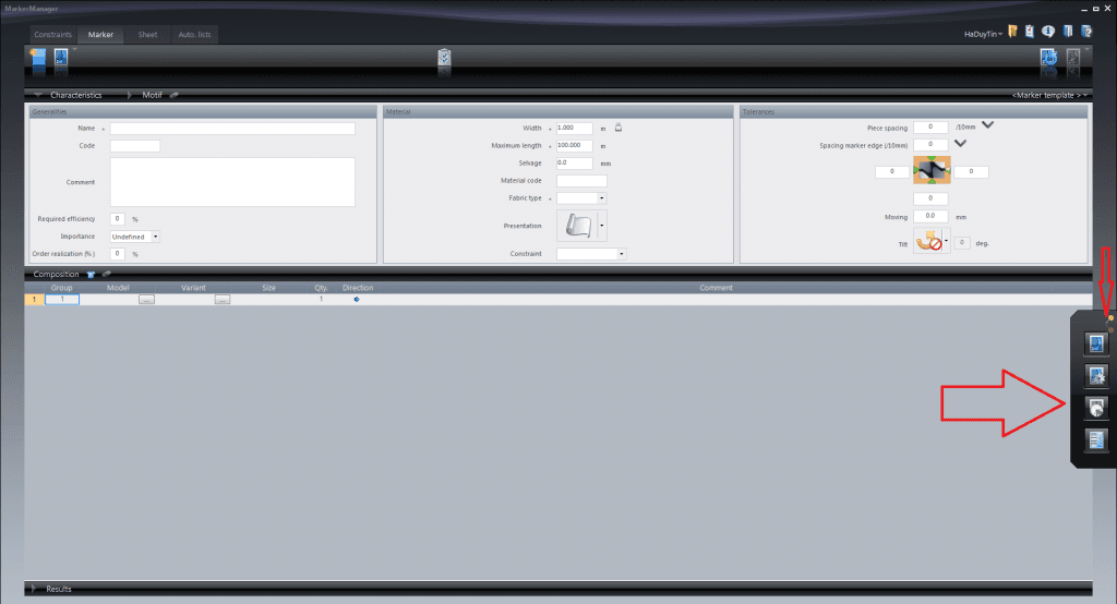 Thanh Công Cụ Processing Panel Trong Lectra MarkerManager V6 5