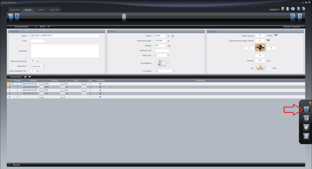 Thanh Công Cụ Processing Panel Trong Lectra MarkerManager V6 107